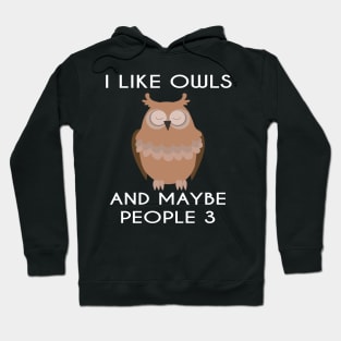 I Like Owls and Maybe 3 People Funny Owl Retro Vintage Gifts Hoodie